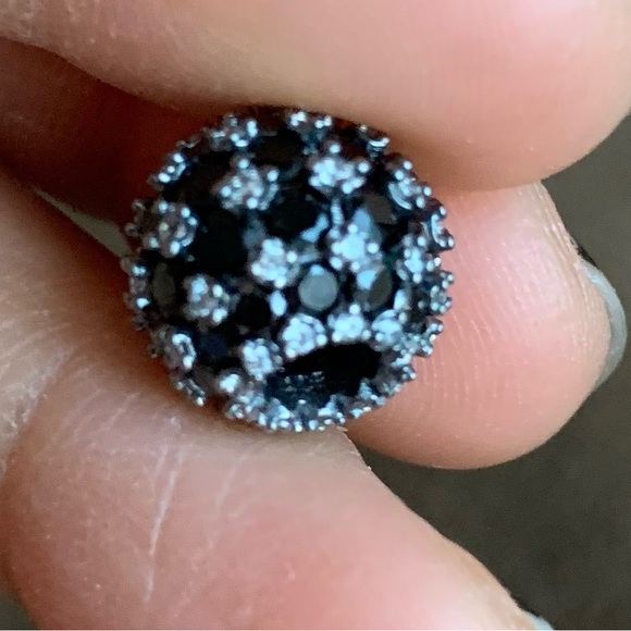 NWOT Sparkling Pavé Round Black Charm Sterling Silver 925 - Picture 15 of 16